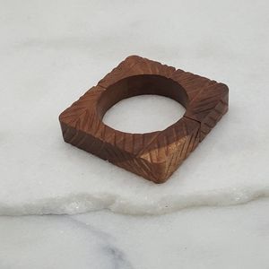 ✔Square Brown Wooden Bangle Bracelet